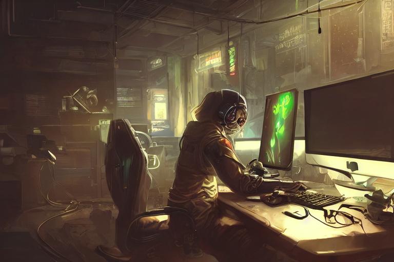 laptop in gaming room